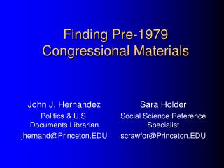 Finding Pre-1979 Congressional Materials