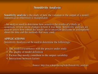 Sensitivity Analysis