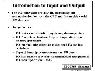 Introduction to Input and Output