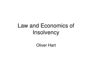 Law and Economics of Insolvency