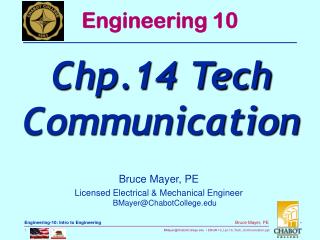 Bruce Mayer, PE Licensed Electrical &amp; Mechanical Engineer BMayer@ChabotCollege