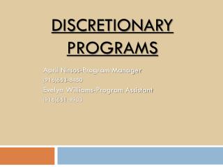 Discretionary Programs