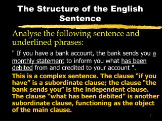 The Structure of the English Sentence