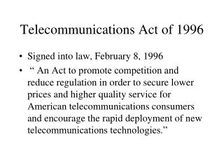 Telecommunications Act of 1996