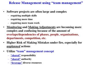 Release Management using “team management”