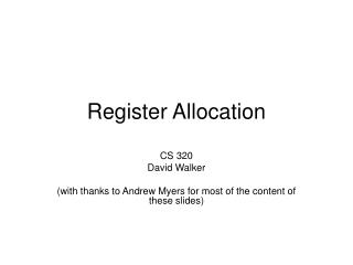 Register Allocation