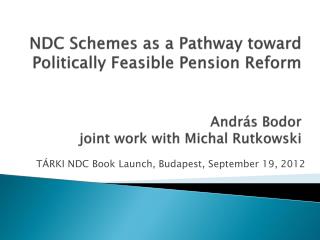 T ÁRKI NDC Book Launch, Budapest, September 19 , 20 12