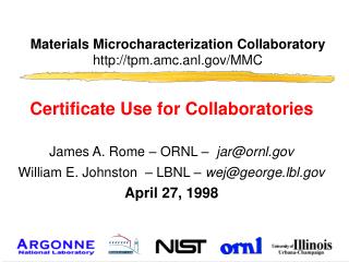 Materials Microcharacterization Collaboratory tpm.amc.anl/MMC