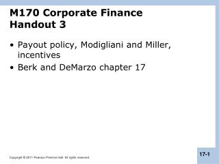 M170 Corporate Finance Handout 3