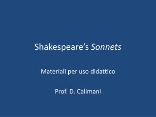 Shakespeare’s Sonnets