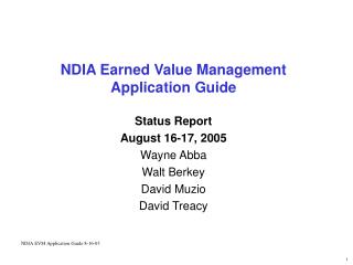 NDIA Earned Value Management Application Guide