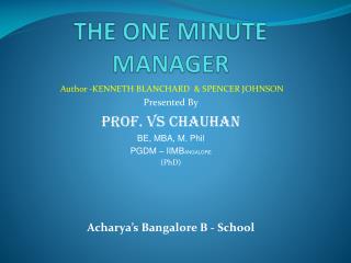 THE ONE MINUTE MANAGER