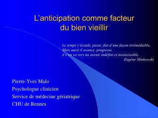 L’anticipation comme facteur du bien vieillir