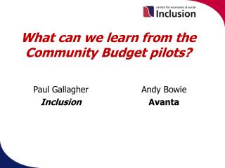 What can we learn from the Community Budget pilots?