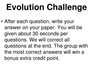 Evolution Challenge