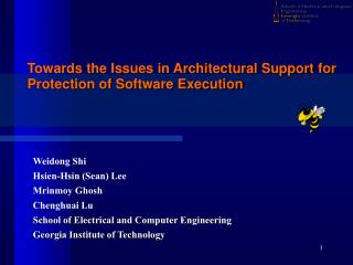 Towards the Issues in Architectural Support for Protection of Software Execution