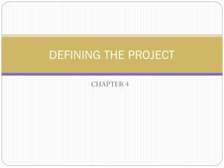 DEFINING THE PROJECT