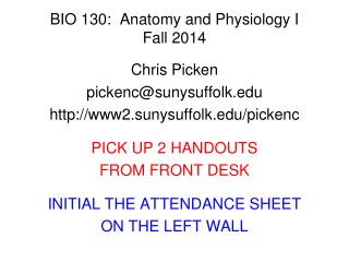 BIO 130: Anatomy and Physiology I Fall 2014