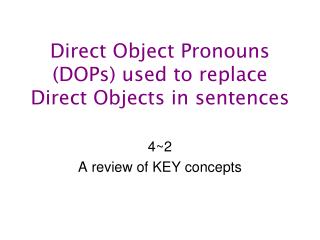 Direct Object Pronouns (DOPs) used to replace Direct Objects in sentences