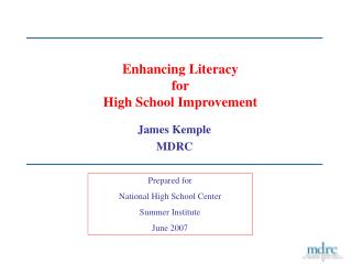 Enhancing Literacy for High School Improvement