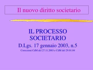 Il nuovo diritto societario