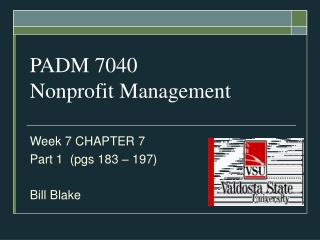 PADM 7040 Nonprofit Management