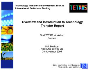 Overview and Introduction to Technology Transfer Report