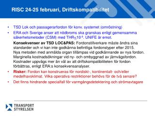 TSD Lok och passagerarfordon för konv. systemet (omröstning)