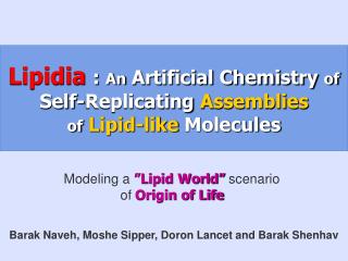 Lipidia : An Artificial Chemistry of Self-Replicating Assemblies of Lipid-like Molecules