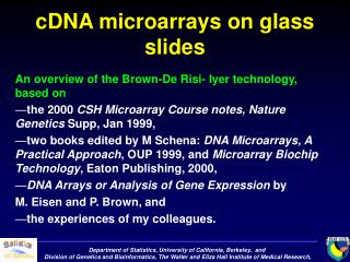 cDNA microarrays on glass slides