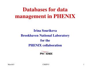 Databases for data management in PHENIX