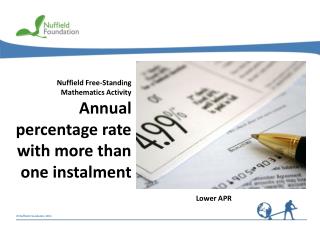 Nuffield Free-Standing Mathematics Activity Annual percentage rate with more than one instalment