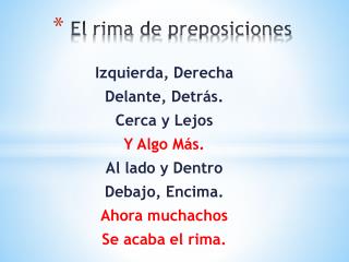 El rima de preposiciones