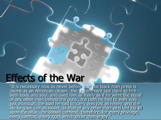 Effects of the War