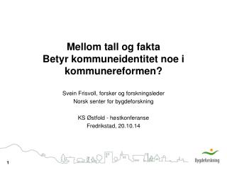 Mellom tall og fakta Betyr kommuneidentitet noe i kommunereformen?