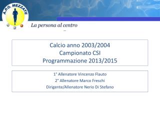 Calcio anno 2003/2004 Campionato CSI Programmazione 2013/2015