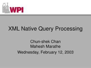 XML Native Query Processing