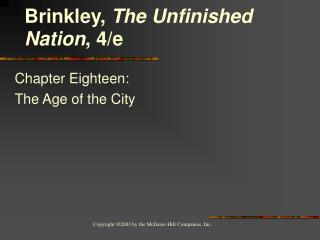 Chapter Eighteen: The Age of the City