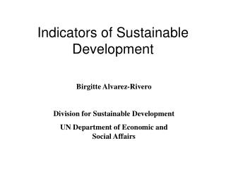 Indicators of Sustainable Development