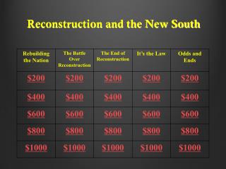 Reconstruction and the New South