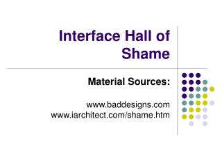 Interface Hall of Shame