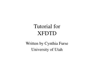 Tutorial for XFDTD