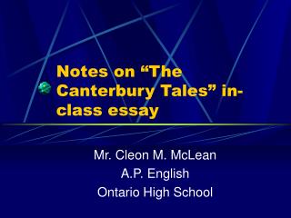 Notes on “The Canterbury Tales” in-class essay