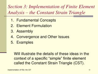 Section 3: Implementation of Finite Element Analysis – the Constant Strain Triangle