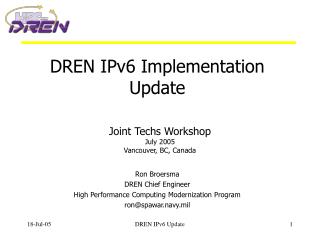 DREN IPv6 Implementation Update