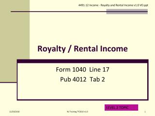Royalty / Rental Income