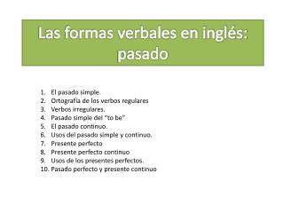 Las formas verbales en inglés: pasado