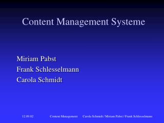 Content Management Systeme