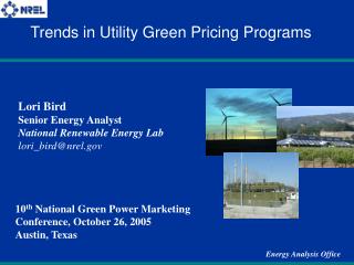 Lori Bird Senior Energy Analyst National Renewable Energy Lab lori_bird@nrel