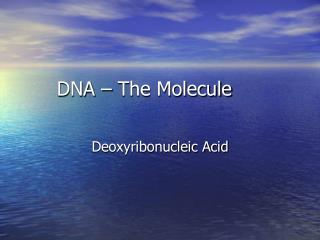 DNA – The Molecule